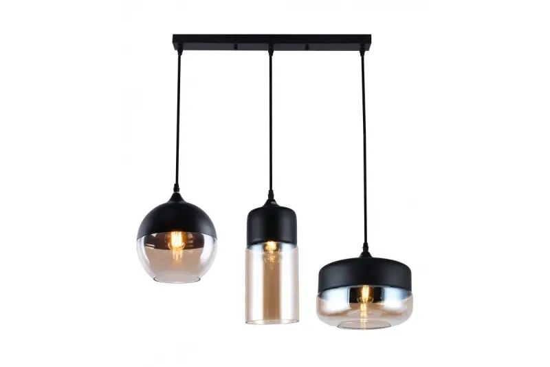 Decor Lender moderne hanglamp van metaal en glas met 3 lichtbronnen 9270