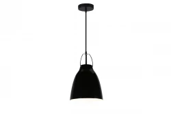 Decor Orient conisch metalen hanglamp zwart met contrasterende witte binnenkant 4475