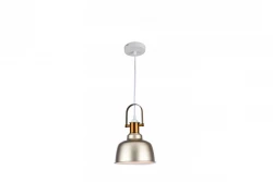 Decor Zenit metalen koepelvormige beige hanglamp met metallic afwerking 4871