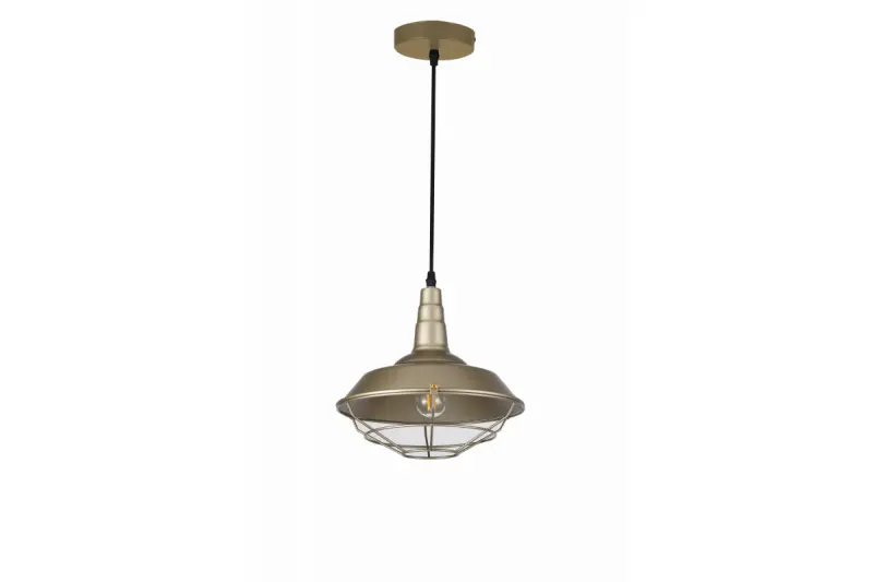 Decor Solen hanglamp industriele vorm met gouden rooster doorsnee 26,5 cm 2362
