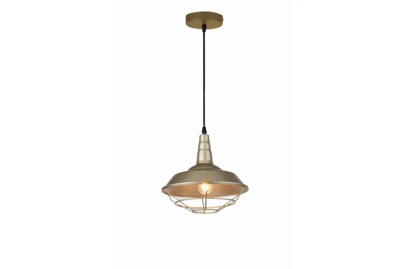 Decor Solen hanglamp industriele vorm met gouden rooster doorsnee 26,5 cm 2362