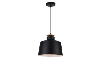Decor Margus mat zwarte metalen hanglamp met houten toevoeging 2911
