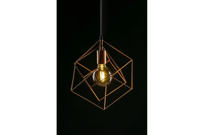 Decor Rosa gouden geometrische hanglamp bestaande uit 2 messing kubussen 3376