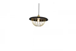 Decor Tulip moderne hanglamp met zwart metalen rand en gouden draadkooi 3444