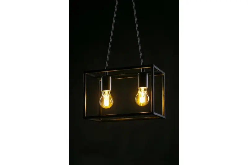 Decor Diu zwarte geometrische hanglamp met 2 lichtbronnen breedte 30 cm 3628