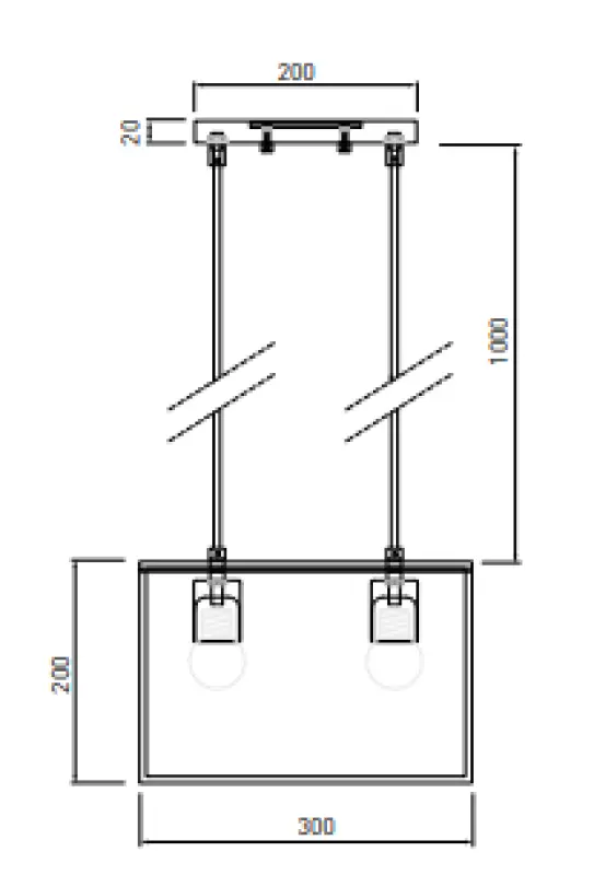 Decor Diu zwarte geometrische hanglamp met 2 lichtbronnen breedte 30 cm 3628