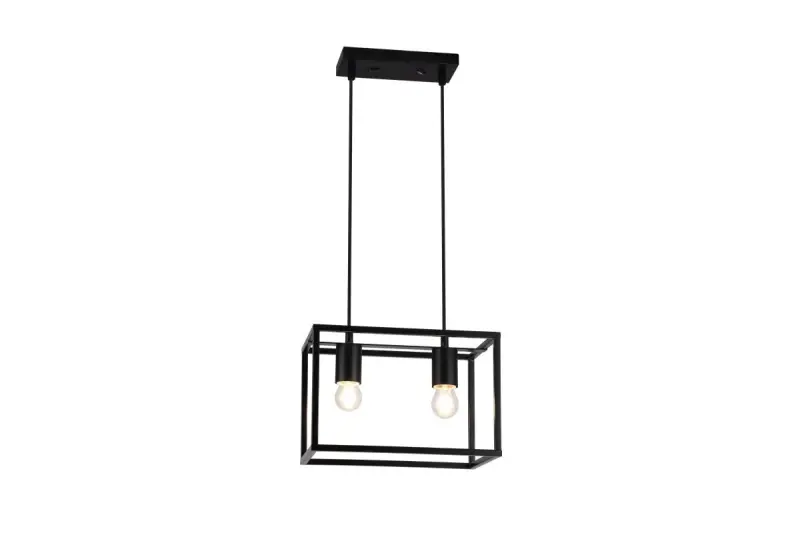 Decor Diu zwarte geometrische hanglamp met 2 lichtbronnen breedte 30 cm 3628