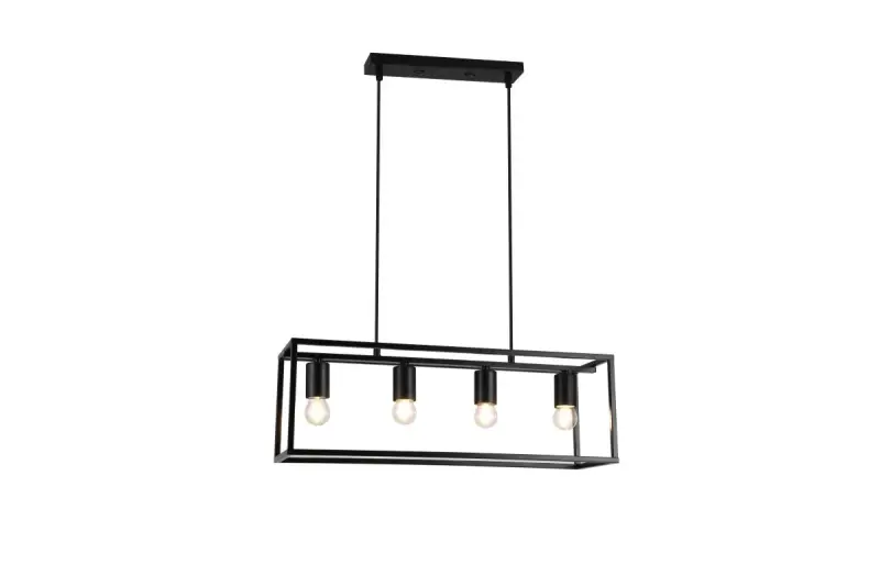 Decor Diu zwarte geometrische hanglamp met 4 lichtbronnen breedte 60 cm 3635