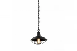 Decor Lars zwarte hanglamp met industrieel zwart rooster doorsnee 26 cm 2233