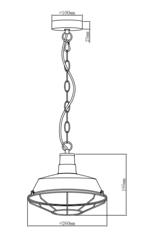 Decor Lars zwarte hanglamp met industrieel zwart rooster doorsnee 26 cm 2233