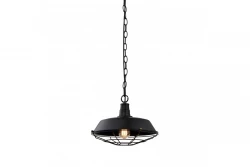 Decor Lars zwarte hanglamp met industrieel zwart rooster doorsnee 36 cm 2295