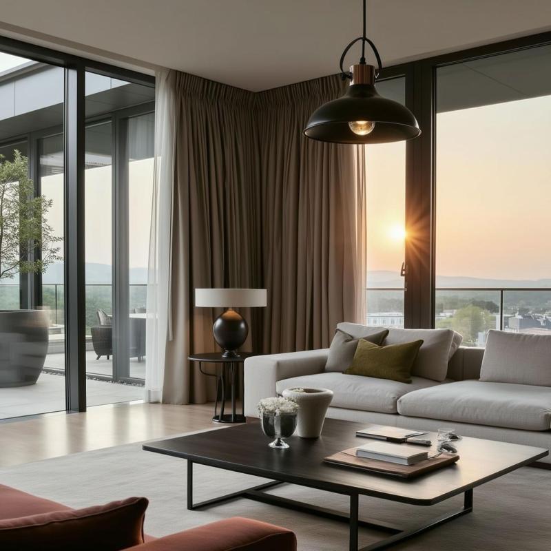 Decor Mees zwart metalen hanglamp met kapbevestiging in vorm petroleumlamp 2363