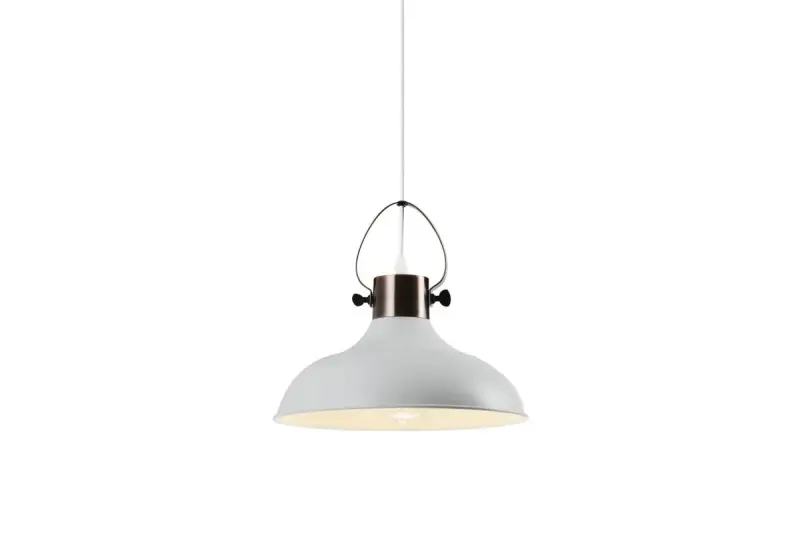 Decor Mees wit metalen hanglamp met kapbevestiging in vorm petroleumlamp 2332
