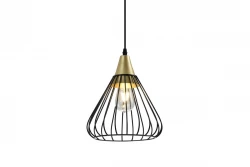 Decor Tess zwart gouden metalen kegelvormige draadhanglamp 2394