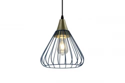 Decor Tess blauw metalen kegelvormige draadhanglamp 2578