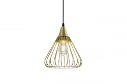 Decor Tess goud metalen kegelvormige draadhanglamp 2516