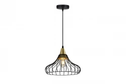 Decor Lotte zwarte kegelvormige vintage draadhanglamp 2622