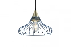 Decor Lotte blauwe kegelvormige vintage draadhanglamp 2660