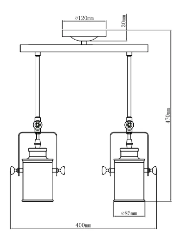 Decor Demir zwarte hanglamp met 2 lichtbronnen 3994
