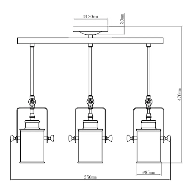 Decor Demir zwarte hanglamp met 3 lichtbronnen 4014