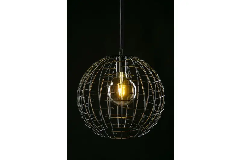 Decor Viela zwart gouden draadvormige metalen hanglamp bolvorm doorsnee 35 cm 6996