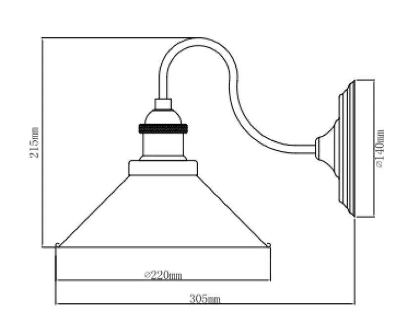 Decor Mani zwart gouden metalen wandlamp doorsnee 22 cm 4052