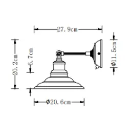 Decor Loret verstelbare grijze wandlamp met schakelaar 20 cm doorsnee 8229