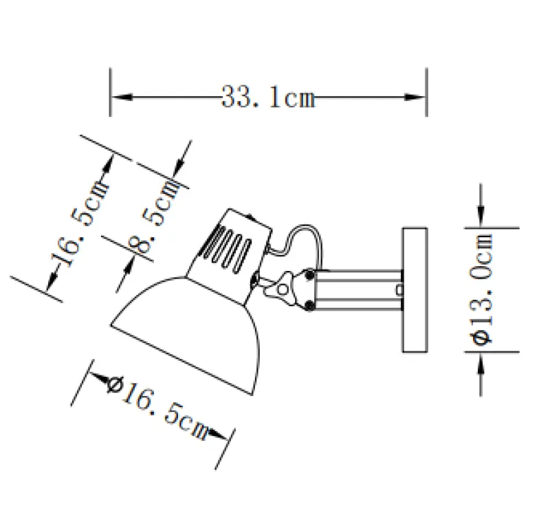 Decor Artemia elegante grijze wandlamp met metalen arm 16,5 cm doorsnee 2164