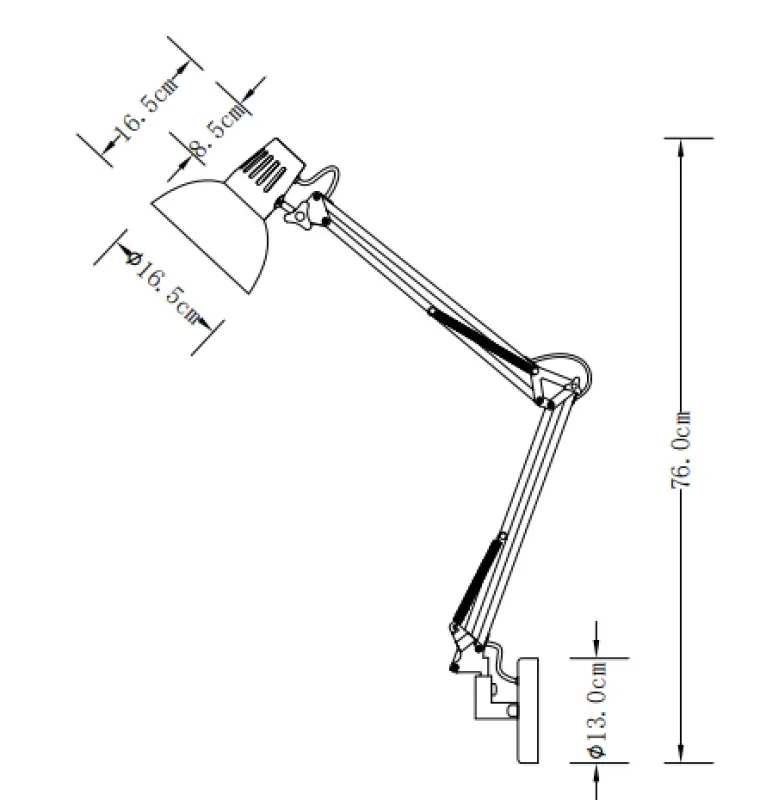 Decor Artemia zwarte wandlamp met metalen arm en witte binnenkant doorsnee 16,5 cm 2270