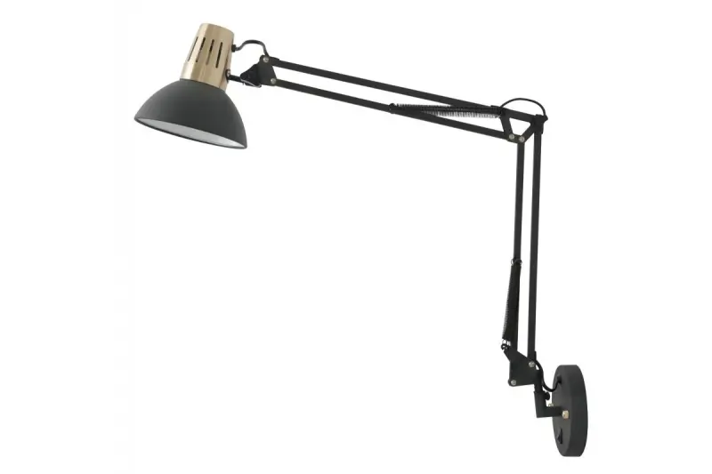 Decor Artemia zwarte wandlamp met metalen arm en witte binnenkant doorsnee 16,5 cm 2270