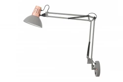 Decor Artemia grijze wandlamp met metalen arm en witte binnenkant doorsnee 16,5 cm 2157