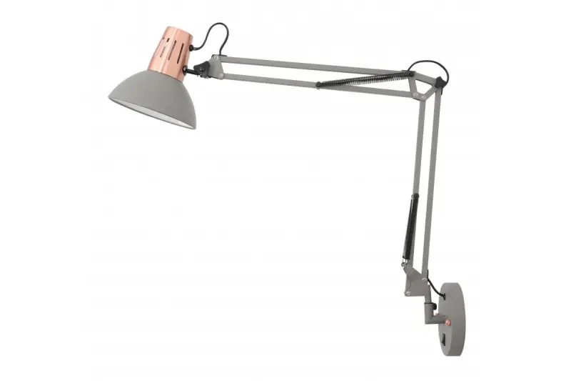 Decor Artemia grijze wandlamp met metalen arm en witte binnenkant doorsnee 16,5 cm 2157