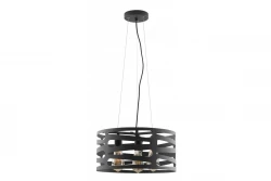 Decor Marisa zwarte hanglamp met taps toelopende horizontale tussenruimten max. 3 lichtbronnen doorsnee 40 cm 2584