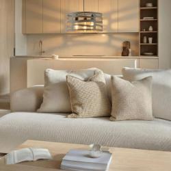 Decor Marisa grijze hanglamp met taps toelopende horizontale tussenruimten max. 3 lichtbronnen doorsnee 40 cm 2607