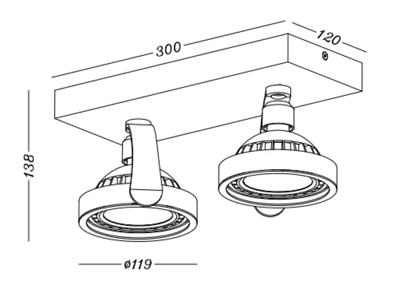 Decor Wally plafondlamp of wandlamp antraciet in bewegende kop 2 lichtbronnen 4304