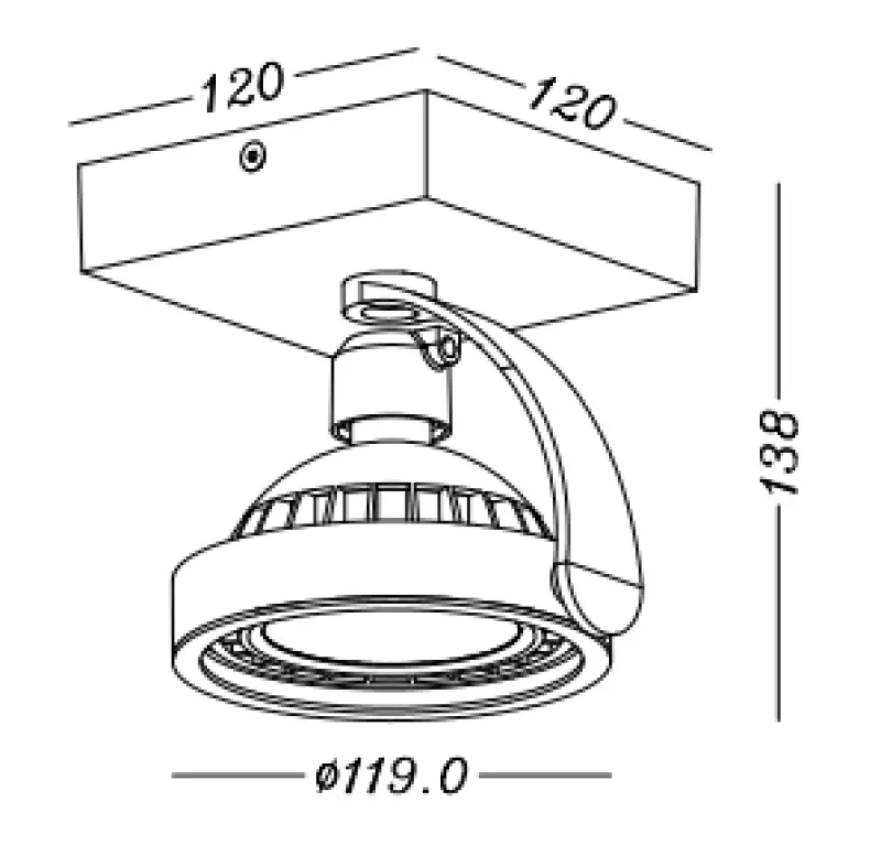 Decor Wally plafondlamp of wandlamp wit in bewegende kop 1 lichtbron 4342