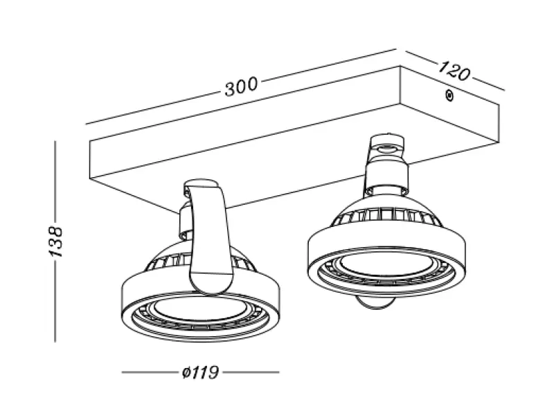 Decor Wally plafondlamp of wandlamp wit in bewegende kop 2 lichtbronnen 4373