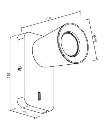 Decor Elli moderne zwarte wandlamp met schakelaar en 1 lichtbron 4533