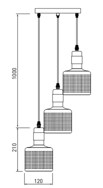 Decor Bellis zwart gouden cilindrische hanglamp met 3 lichtbronnen 4680