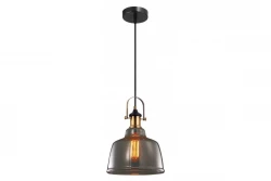 Decor Muscari II zwarte hanglamp rookglas in metallic uitvoering en messing lamphouder 3688
