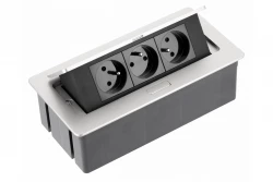 Indux Flip Medium keuken stopcontact penaarde in het werkblad of bovenkast aluminium met 3 stopcontacten 1208957846