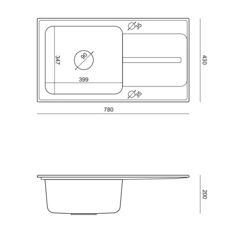 Quadri Fusion opbouw rvs spoelbak met beige graniet afdruipgedeelte 78x43 omkeerbaar 1208957881