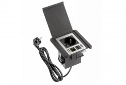 Indux Flip inbouw penaarde Stopcontact mat zwart met 2xUSB A,  1xRJ45 en HDMI aansluiting zwart 1208957915