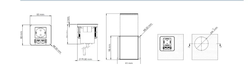 Indux Flip mat wit randaarde inbouw Stopcontact met 2xUSB A, 1xRJ45 en HDMI aansluiting 1208957919