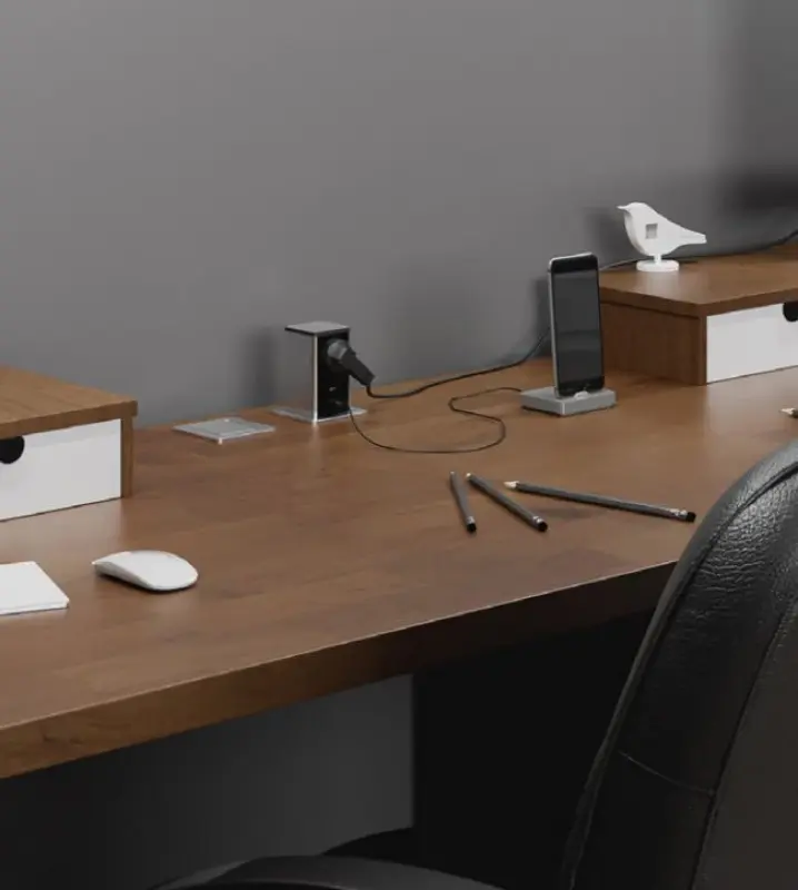 Indux Push uitschuifbare zwarte  penaarde stopcontact met 1xUSB A en 1xUSB C met RVS deksel 1208957928