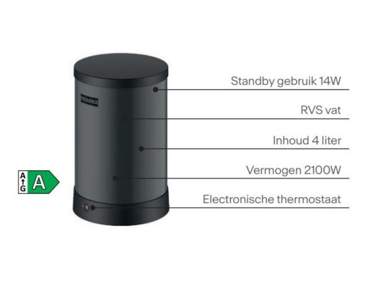 Franke Maris water hub 4L boiler 3-1 met Touch electronische kokend water kraan chroom 160.0702.440