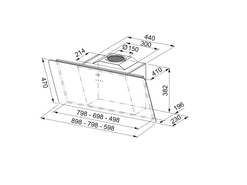 Franke Smart vertikaal zwart glas afzuigkap 80cm 110.0377.735