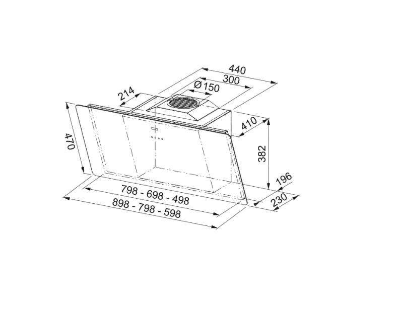 Franke Smart vertikaal zwart glas afzuigkap 60cm 110.0377.736