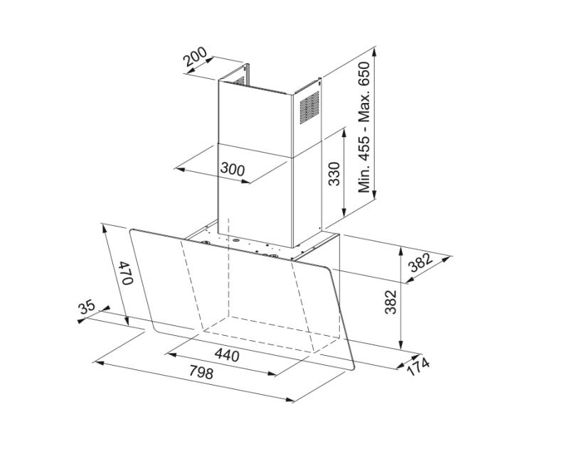 Franke AQ Sense wandmodel zwart afzuigkap 80cm 330.0657.270