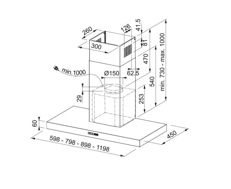 Franke Mythos Tale wandmodel matt zwart afzuigkap 90cm 325.0657.512
